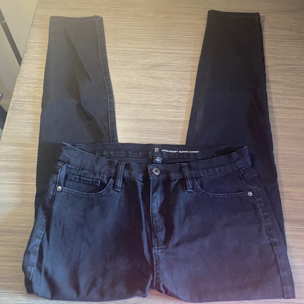 High waist super skinny black jeans